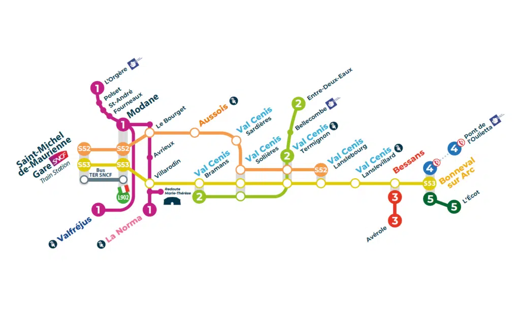 Réseau de transport en commun, bus, mobilité, été 2024, Haute Maurienne Vanoise