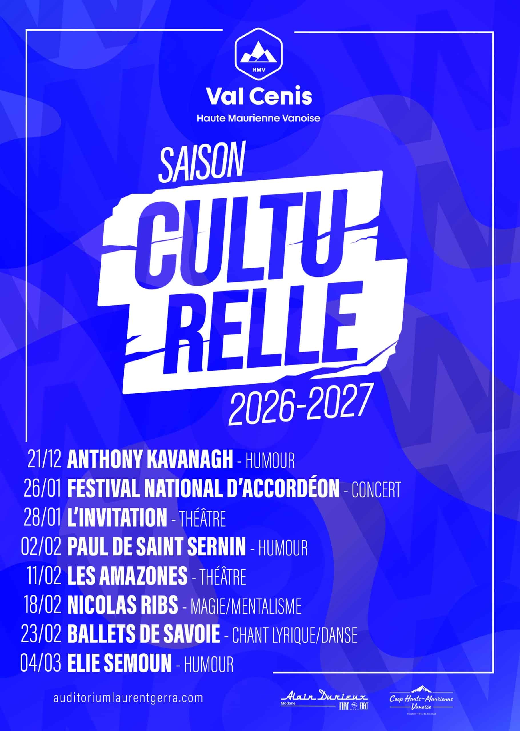 Affiche saison culturelle Val Cenis 2026-2027